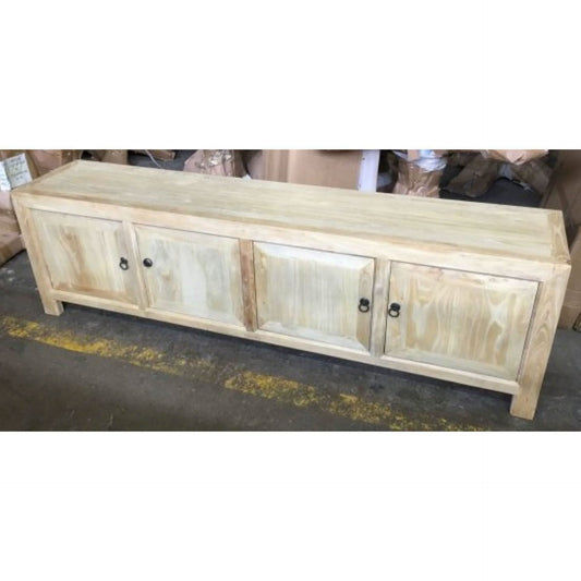 SHULI CHINESE ANTIQUE REPRODUCTION 4 DOORS TV UNIT RECLAIMED ELM - MyChocolateWood