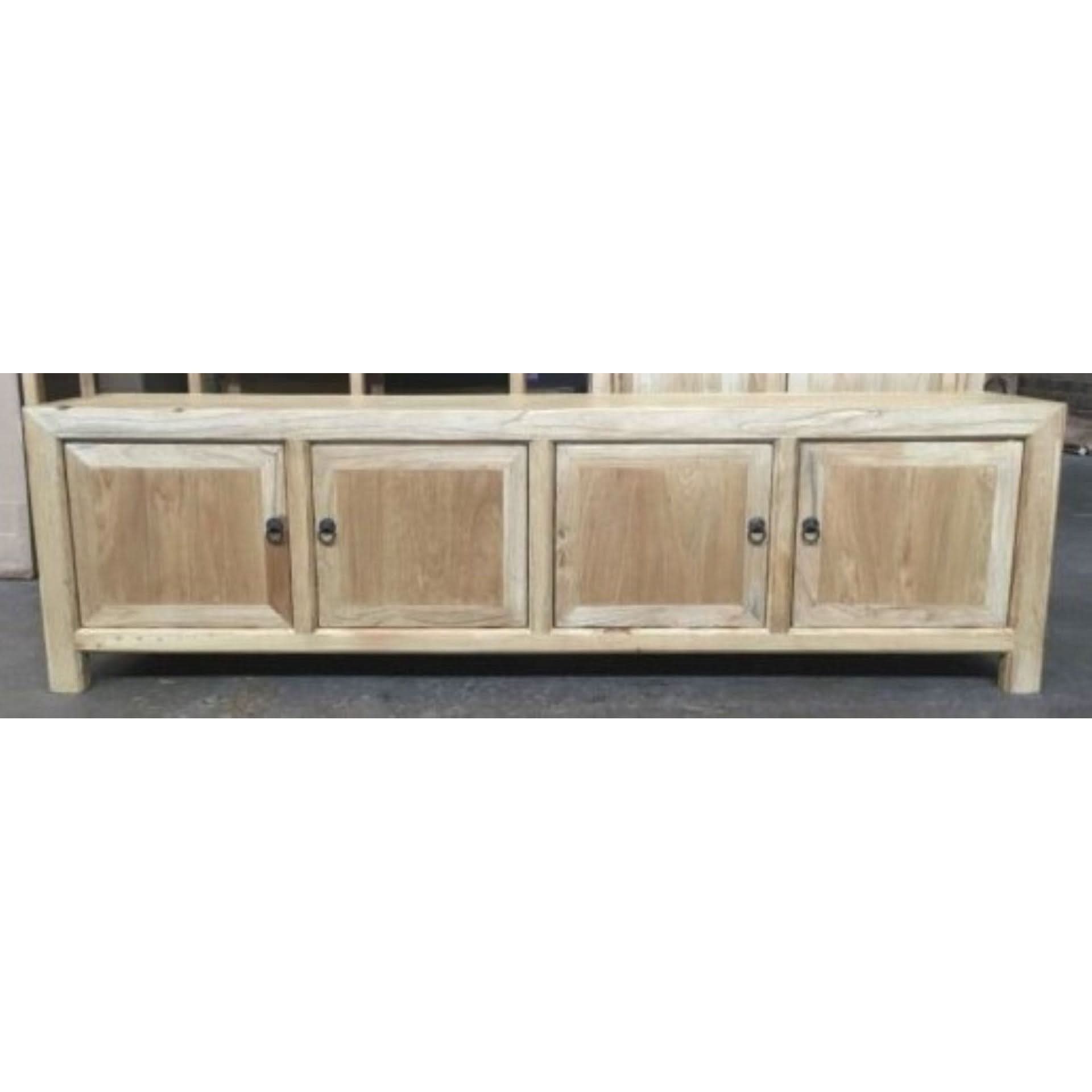 SHULI CHINESE ANTIQUE REPRODUCTION 4 DOORS TV UNIT RECLAIMED ELM - MyChocolateWood