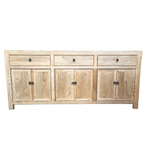 SHULI CHINESE ANTIQUE REPRODUCTION BUFFET SIDEBOARD 6-DOORS 3-DRAWERS IN RECLAIMED ELM - MyChocolateWood