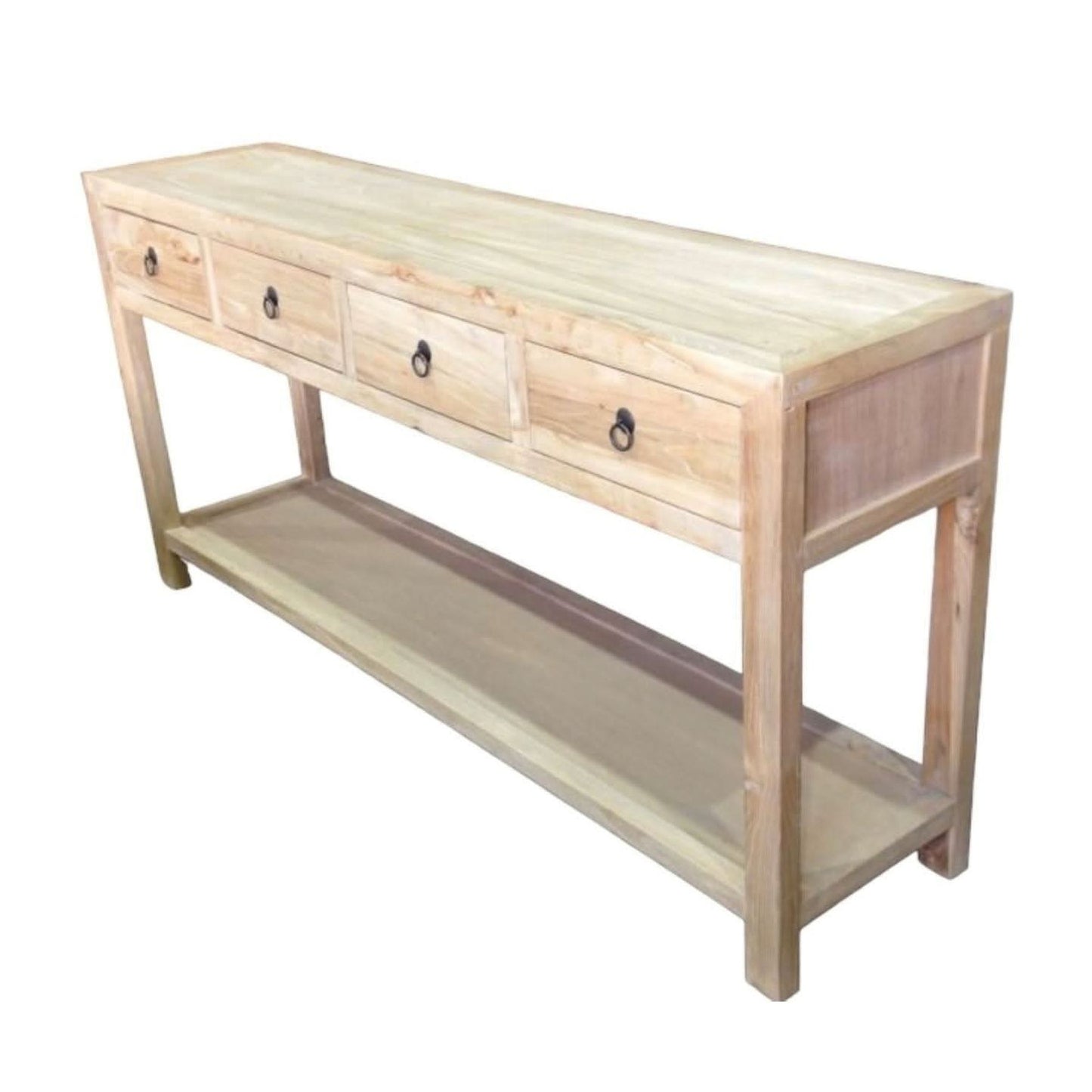 SHULI CHINESE ANTIQUE REPRODUCTION HALL TABLE/CONSOLE WITH SHELF & 4 DRAWERS RECLAIMED ELM