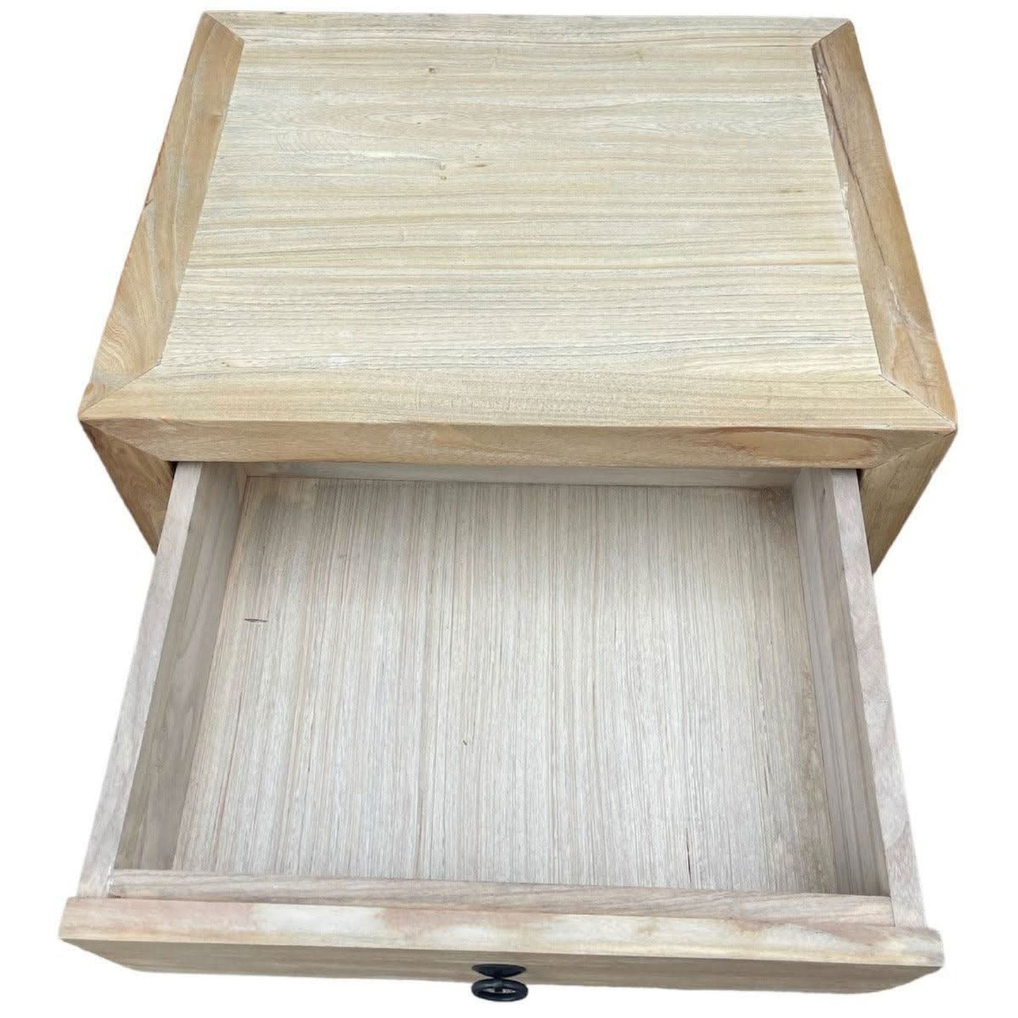 SHULI RECLAIMED ELM CHINESE ANTIQUE REPRODUCTION BEDSIDE TABLE 1 DRAWER 2 DOORS