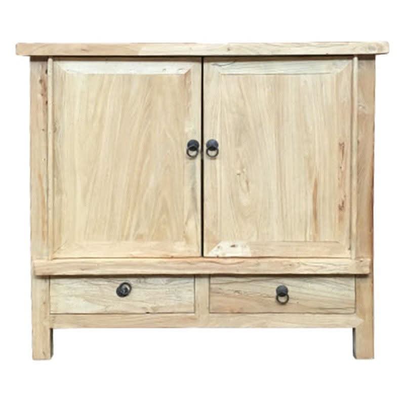 SHULI RECLAIMED ELM CHINESE ANTIQUE REPRODUCTION BUFFET SIDEBOARD 2-DOORS 2 LOW DRAWERS - MyChocolateWood