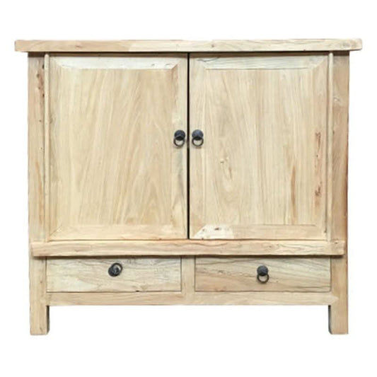 SHULI RECLAIMED ELM CHINESE ANTIQUE REPRODUCTION BUFFET SIDEBOARD 2-DOORS 2 LOW DRAWERS - MyChocolateWood