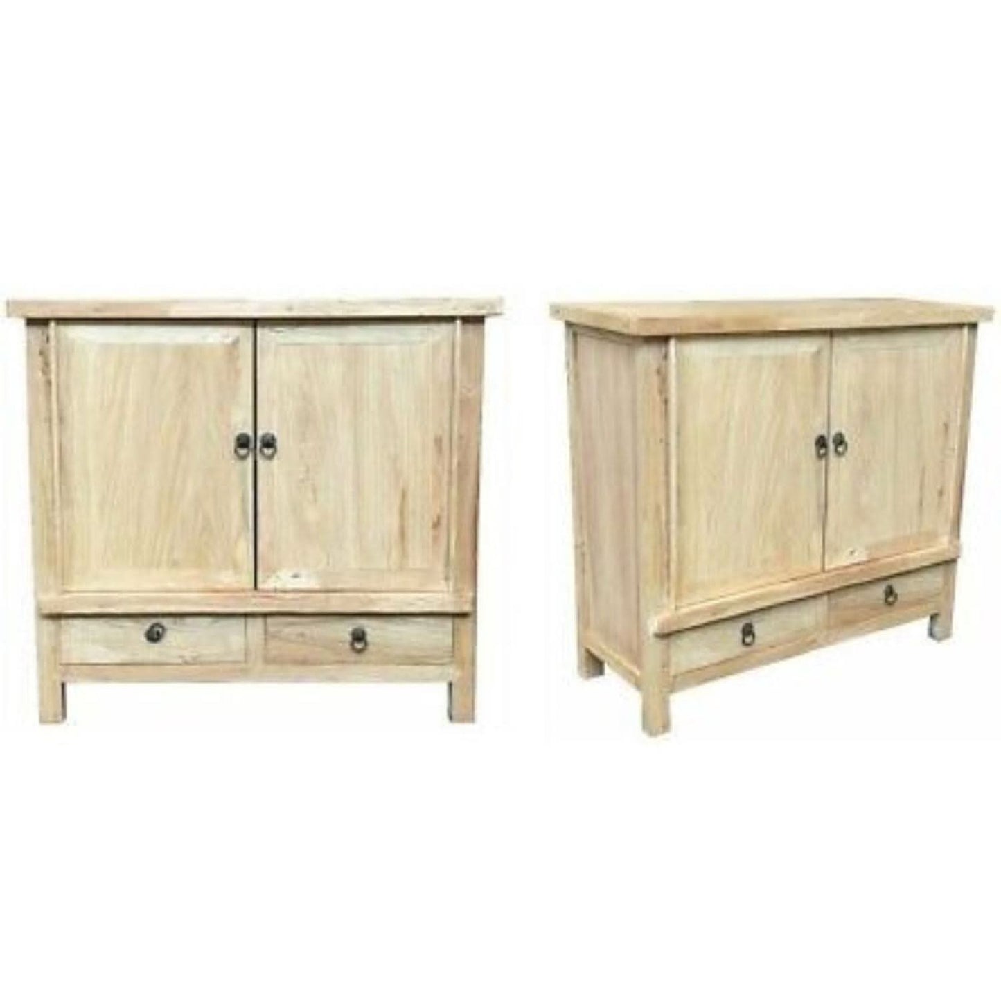 SHULI RECLAIMED ELM CHINESE ANTIQUE REPRODUCTION BUFFET SIDEBOARD 2-DOORS 2 LOW DRAWERS