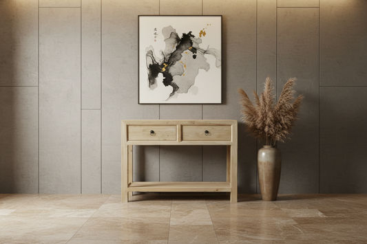 SHULI RECLAIMED ELM CHINESE ANTIQUE REPRODUCTION HALL TABLE/CONSOLE W/ SHELF - MyChocolateWood