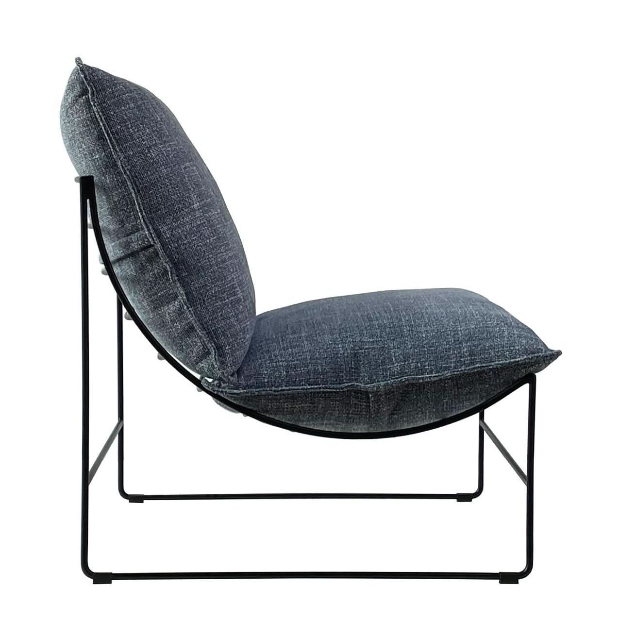 Silva Fabric Armless Lounge Chair in Marine side