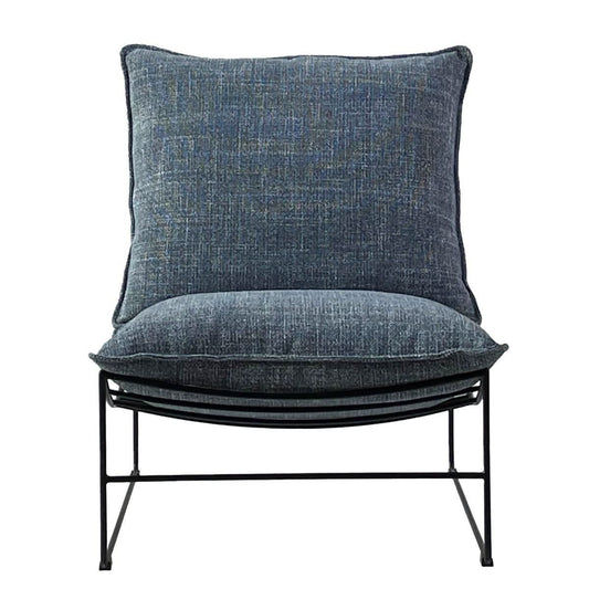 SILVA FABRIC ARMLESS LOUNGE CHAIR EASY CHAIR ACCENT CHAIR IN MARINE - MyChocolateWood