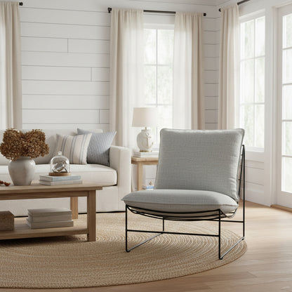 SILVA FABRIC ARMLESS LOUNGE CHAIR  EASY CHAIR ACCENT CHAIR IN WINTER - MyChocolateWood