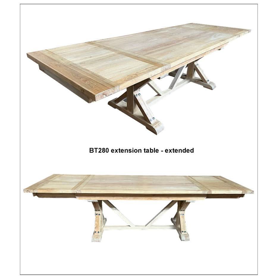 SINCLAIR RECYCLED ELM TIMBER RUSTIC EXTENSION DINING TABLE FARMHOUSE 180-280CM - MyChocolateWood