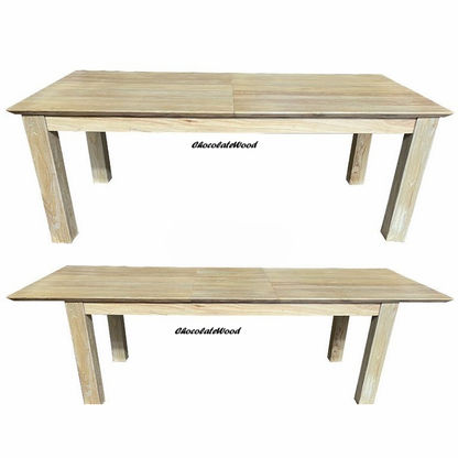 Sinclair Recycled Elm Rustic Farmhouse Extension Dining Table - Chocolate Wood