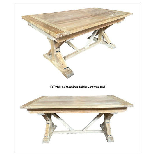 Sinclair Recycled Elm Rustic Farmhouse Extension Dining Table - Chocolate Wood