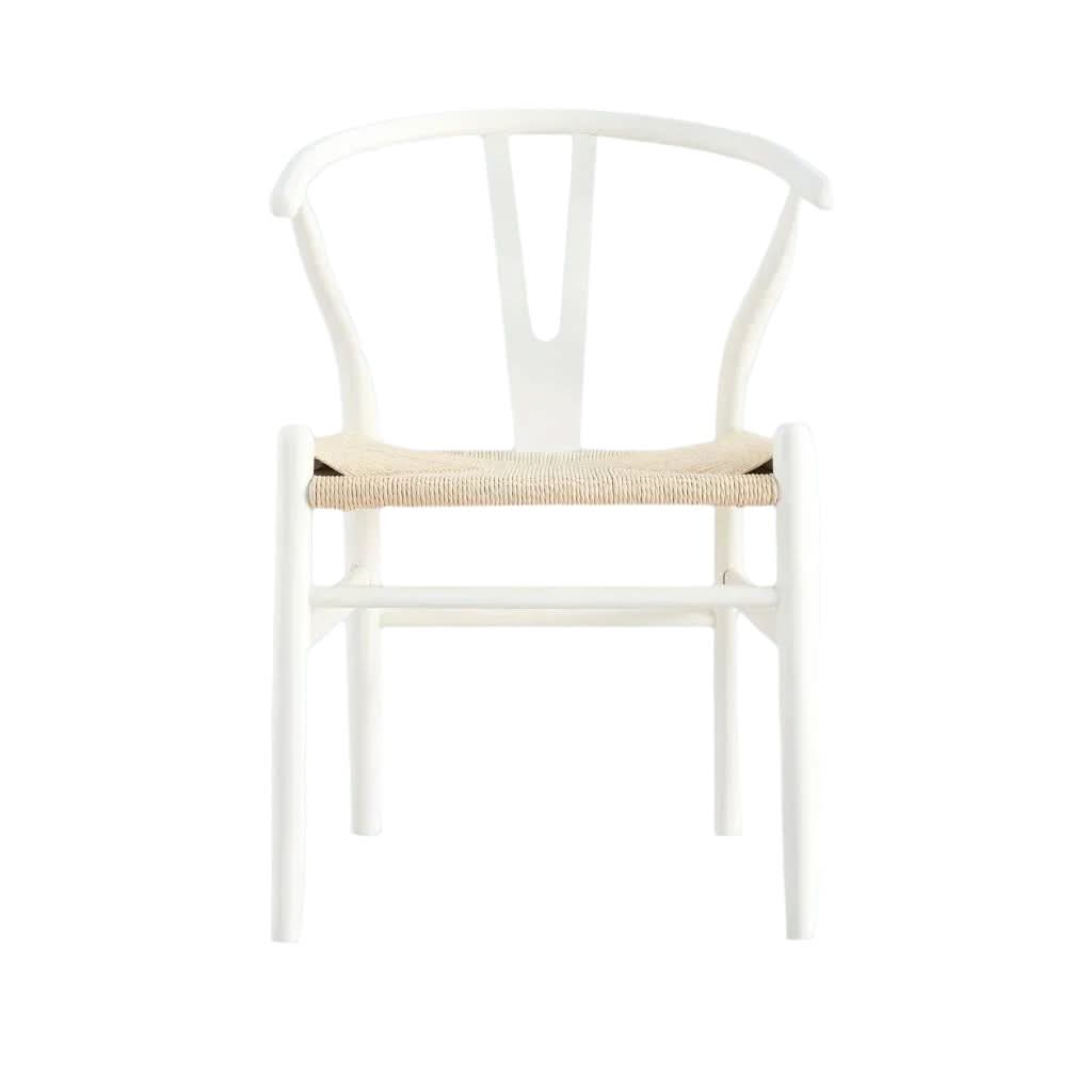 SOLID BEECHWOOD WHITE WISHBONE DINING CHAIR - MyChocolateWood