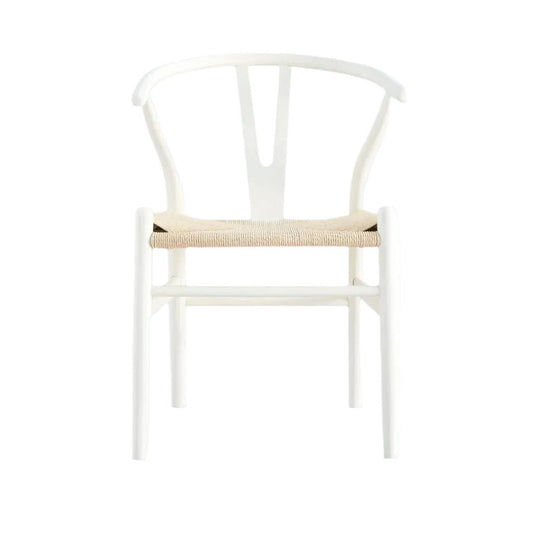 SOLID BEECHWOOD WHITE WISHBONE DINING CHAIR - MyChocolateWood