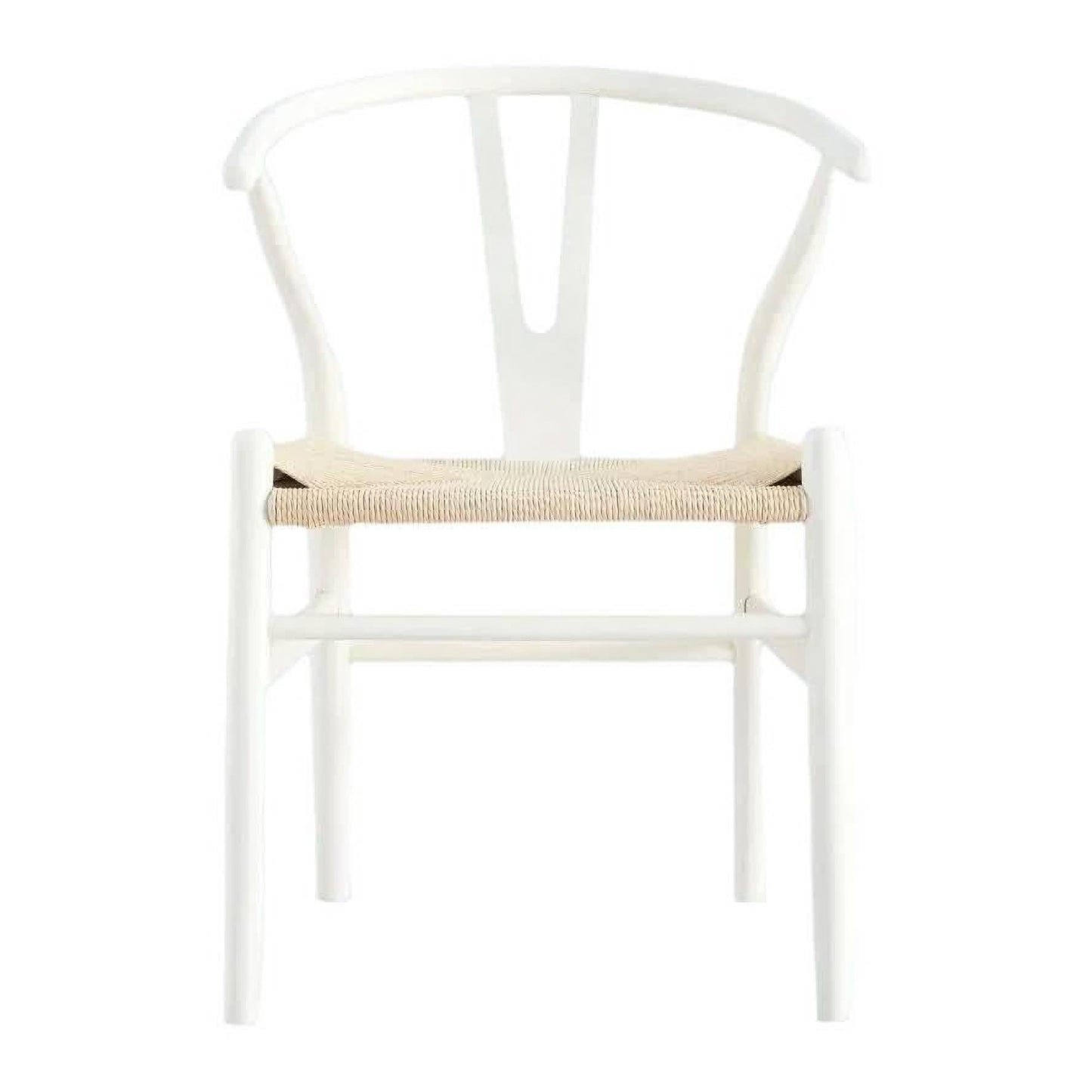 Solid Beechwood Wishbone Dining Chair in White front view