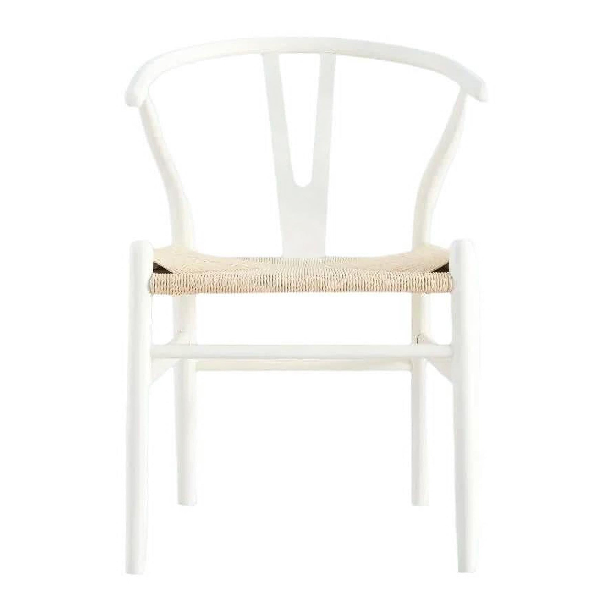 Solid Beechwood Wishbone Dining Chair in White front view
