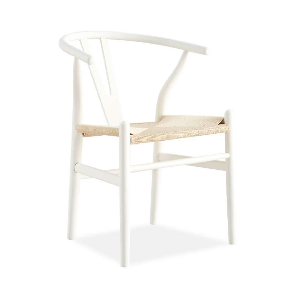 SOLID BEECHWOOD WHITE WISHBONE DINING CHAIR - MyChocolateWood