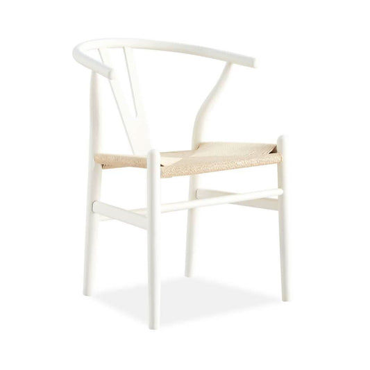 SOLID BEECHWOOD WHITE WISHBONE DINING CHAIR - MyChocolateWood