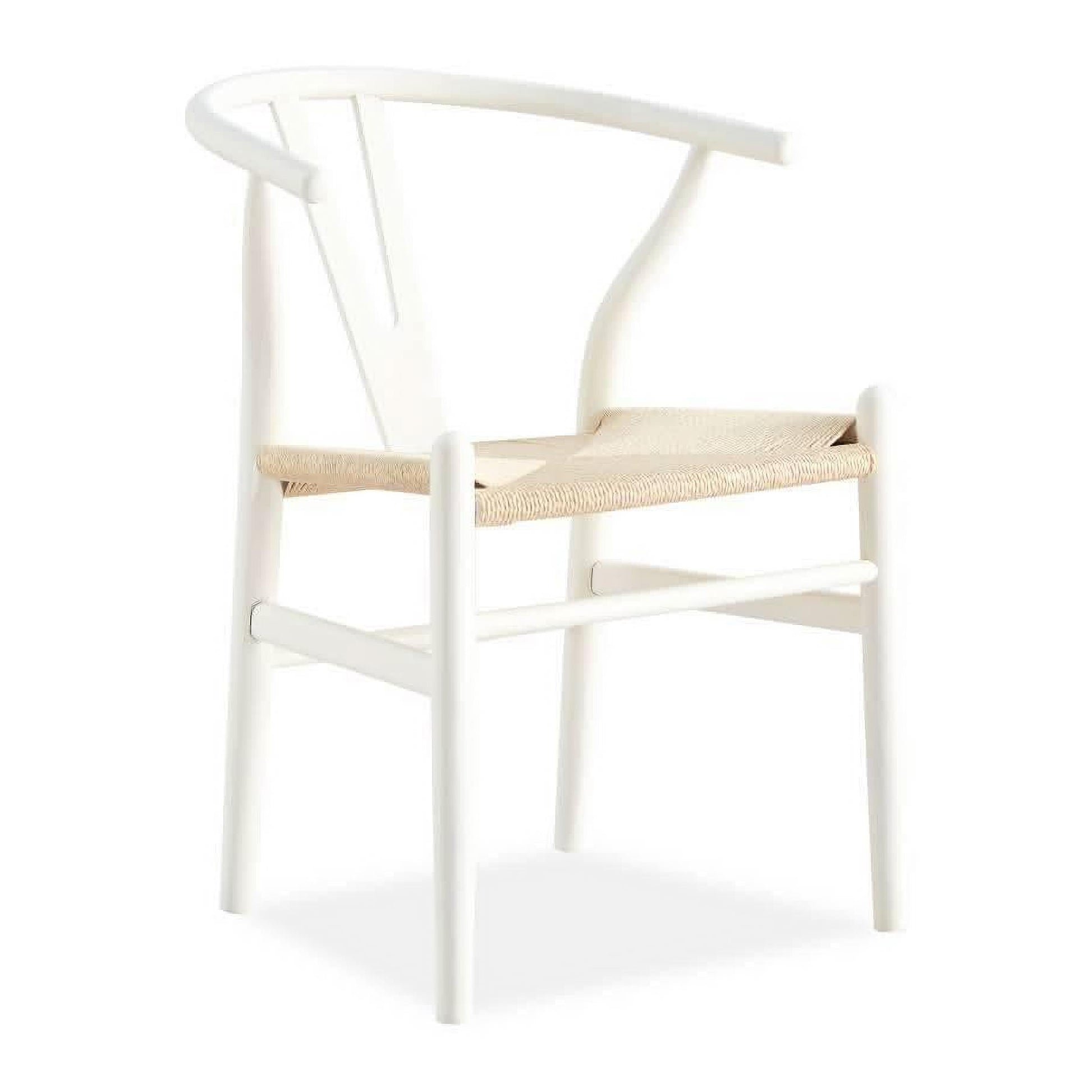 Solid Beechwood Wishbone Dining Chair in White side view