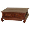 SOLID MAHOGANY RECTANGULAR COFFEE TABLE OPIUM LEGS 4 DRAWERS MAHOGANY COLOUR
