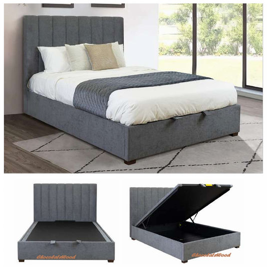 SOMERSET GAS LIFT STORAGE QUEEN BED DARK GREY