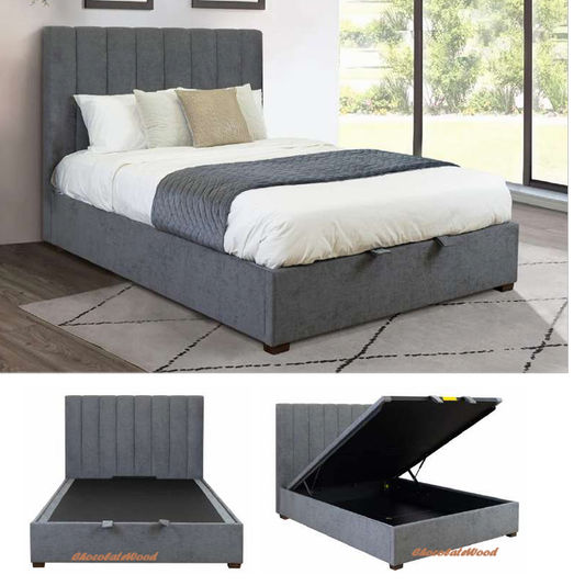 SOMERSET GAS LIFT STORAGE QUEEN  BED DARK GREY - MyChocolateWood