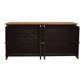 Handcrafted SORANZO Mango Wood 4-door buffet sideboard with parquet top in oak and black finish, showcasing artisanal craftsmanship.