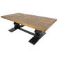 SORANZO MANGO WOOD COFFEE TABLE HANDCRAFTED PARQUET TOP OAK/BLACK 140CM FRENCH PROVINCIAL - MyChocolateWood