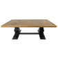 SORANZO MANGO WOOD COFFEE TABLE HANDCRAFTED PARQUET TOP OAK/BLACK 140CM FRENCH PROVINCIAL - MyChocolateWood