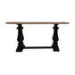Handcrafted SORANZO mango wood console table with parquet top, oak and black finish, 160cm, French Provincial style by MyChocolateWood.