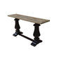 Handcrafted SORANZO Mango Wood Console Table with parquet top, oak and black finish, 160cm French Provincial style by MyChocolateWood.