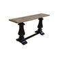 Handcrafted SORANZO Mango Wood console table with parquet top, oak and black finish, 160cm French Provincial style by MyChocolateWood.