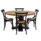 SORANZO MANGO WOOD ROUND DINING TABLE HANDCRAFTED PARQUET TOP OAK/BLACK 135CM FRENCH PROVINCIAL - MyChocolateWood