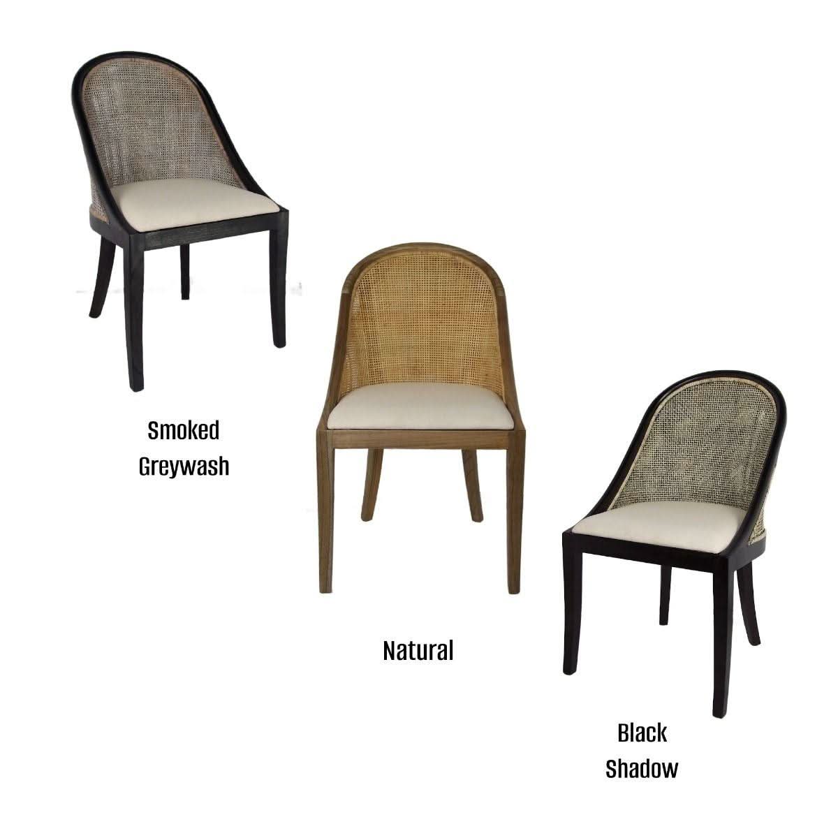 SOUTHAMPTON HAMPTONS SOLID MINDI WOOD/ RATTAN DINING CHAIR/ LOUNGE CHAIR IN SMOKED GREYWASH - MyChocolateWood