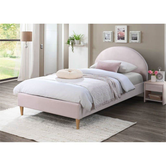 SPAR CHILDREN'S  KING SINGLE-SIZE  BED IN  PINK  VELVET FABRIC - MyChocolateWood