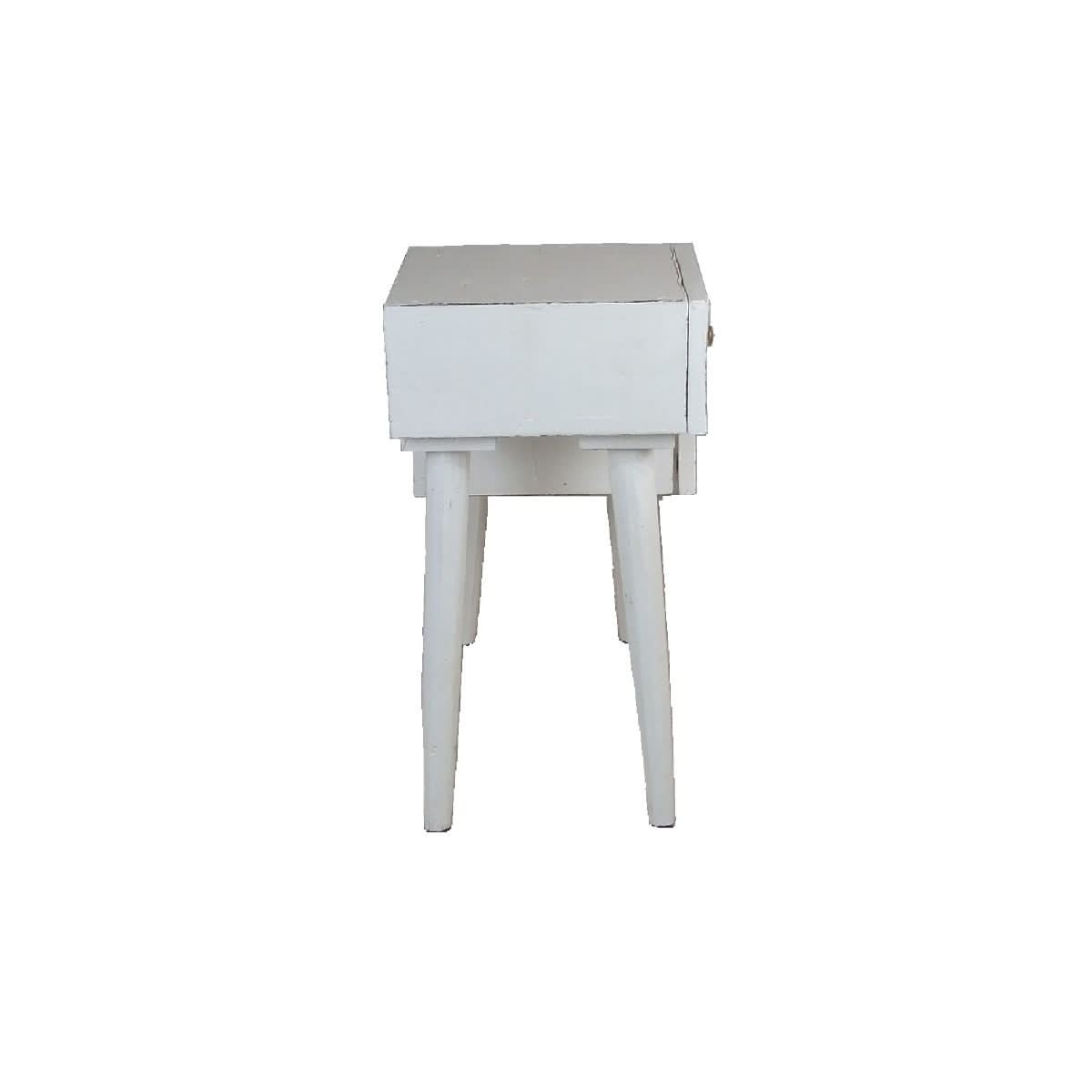 STANLEY RECYCLED RUSTIC 2 DRAWER CUBE SIDE TABLE/LAMP TABLE WHITE - MyChocolateWood