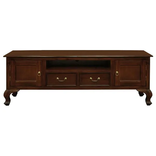 STEWART QUEEN ANN STYLE SOLID MAHOGANY 2 DOORS 2 DRAWERS 180CM TV UNIT - MAHOGANY - MyChocolateWood
