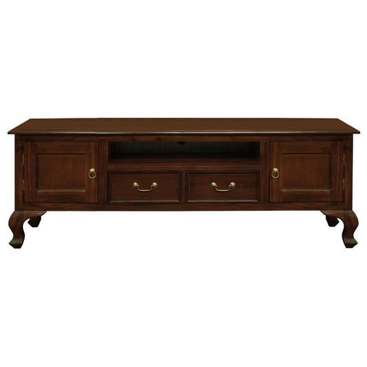 STEWART QUEEN ANN STYLE SOLID MAHOGANY 2 DOORS 2 DRAWERS 180CM TV UNIT - MAHOGANY - MyChocolateWood