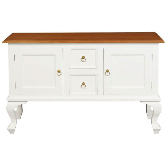 STEWART QUEEN ANN STYLE SOLID MAHOGANY 2 DOORS 2 DRAWERS SOFA TABLE IN WHITE/CARAMEL130CM - MyChocolateWood