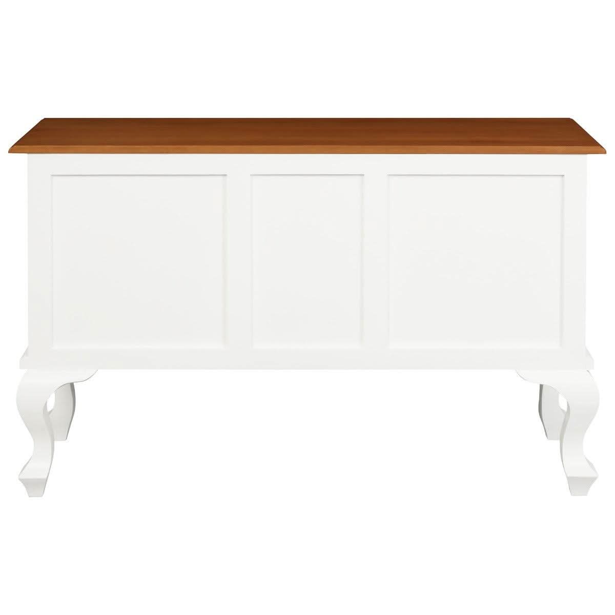 STEWART QUEEN ANN STYLE SOLID MAHOGANY 2 DOORS 2 DRAWERS SOFA TABLE IN WHITE/CARAMEL130CM - MyChocolateWood