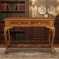 STEWART QUEEN ANN STYLE SOLID MAHOGANY 2 DRAWER 105CM DESK IN LIGHT PECAN - MyChocolateWood