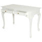 Stewart Queen Ann Style Solid Mahogany Desk 2 Drawers 105cm in White - Chocolate Wood