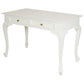 Stewart Queen Ann Style Solid Mahogany Desk 2 Drawers 105cm in White - Chocolate Wood