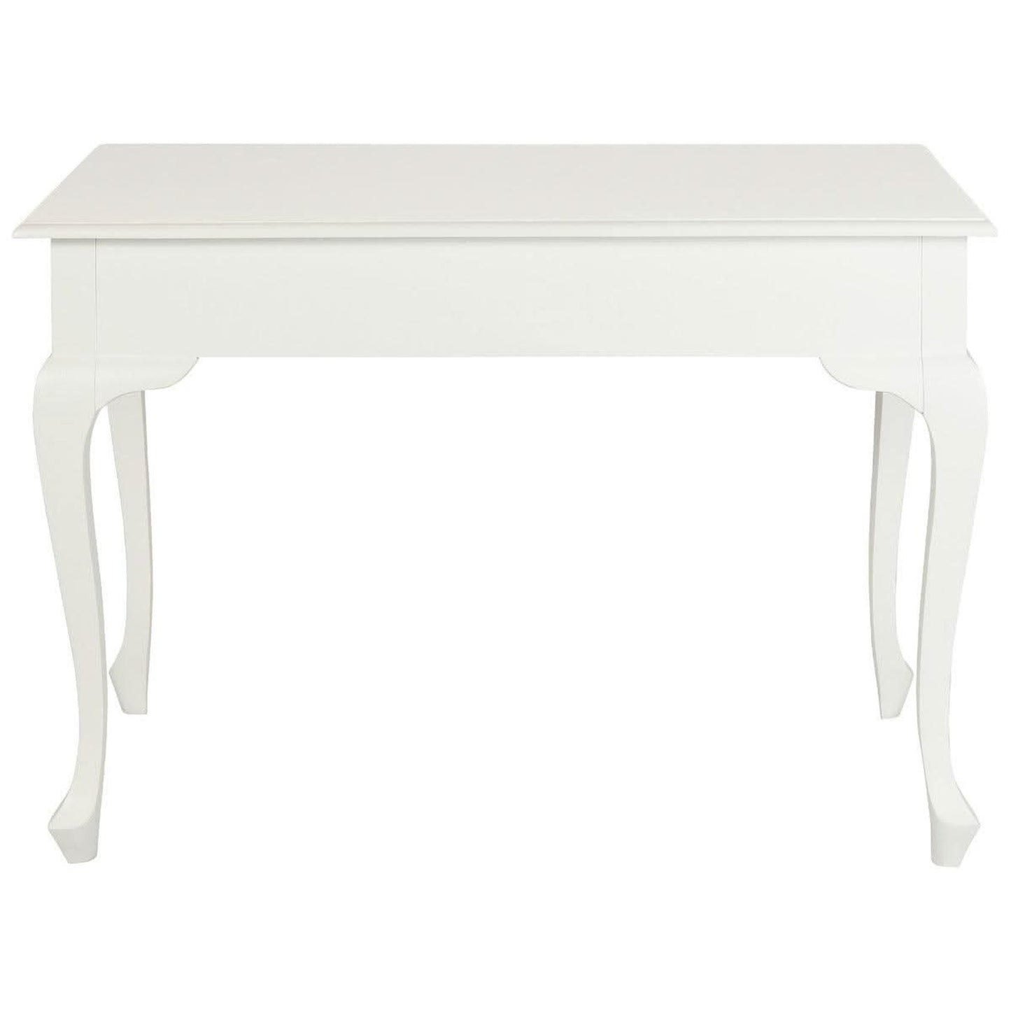 Stewart Queen Ann Style Solid Mahogany Desk 2 Drawers 105cm in White - Chocolate Wood
