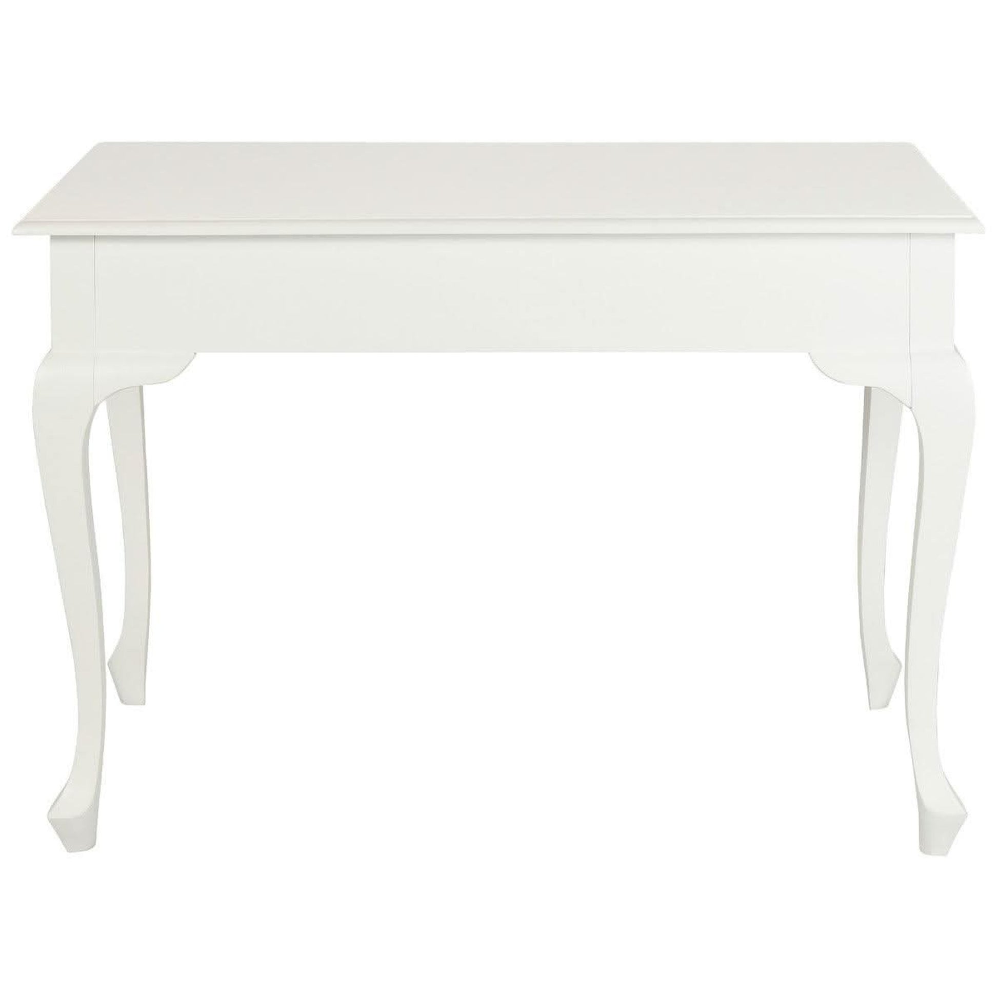 Stewart Queen Ann Style Solid Mahogany Desk 2 Drawers 105cm in White - Chocolate Wood