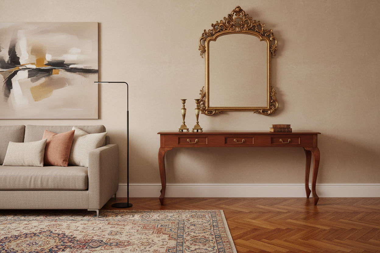 Stewart Queen Ann Style Solid Mahogany Console Table 3 Drawers 180cm in Mahogany - Chocolate Wood