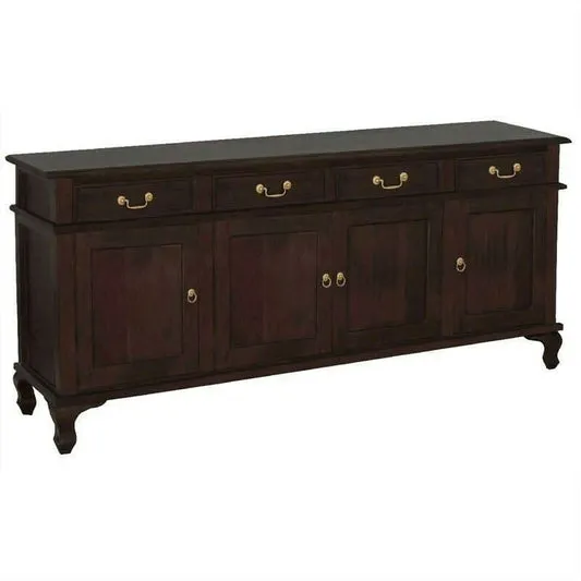 Stewart Queen Ann Style Solid Mahogany 4 Doors 4 Drawers 200cm Buffet / Sideboard in Chocolate - Chocolate Wood