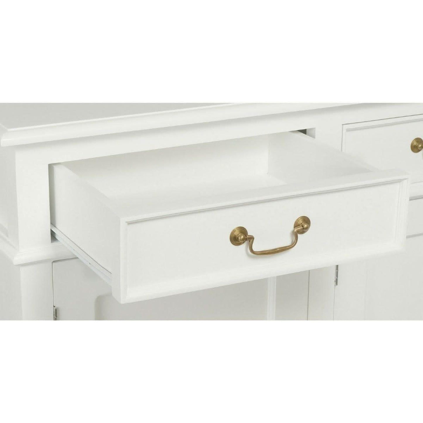 Stewart Queen Ann Style Solid Mahogany 4 Doors 4 Drawers 200cm Buffet / Sideboard in White - Chocolate Wood