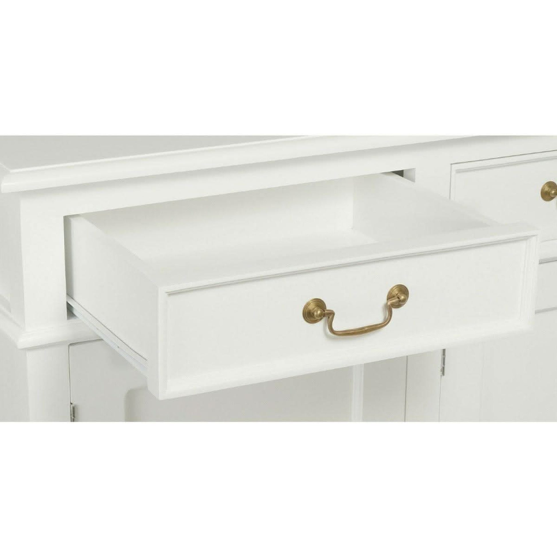 Stewart Queen Ann Style Solid Mahogany 4 Doors 4 Drawers 200cm Buffet / Sideboard in White - Chocolate Wood