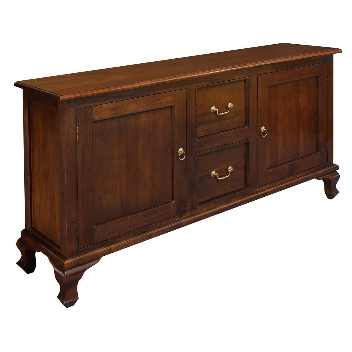 Stewart Queen Ann Style Solid Mahogany 2 Doors 2 Drawers 160cm Buffet / Sideboard in Mahogany - Chocolate Wood
