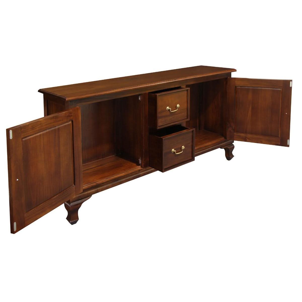 Stewart Queen Ann Style Solid Mahogany 2 Doors 2 Drawers 160cm Buffet / Sideboard in Mahogany - Chocolate Wood